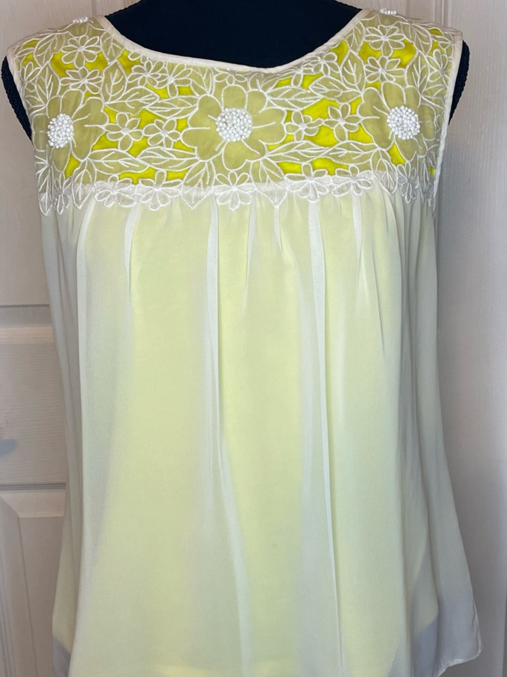 Ann Taylor Flowy Shirt with lace floral pattern overlay